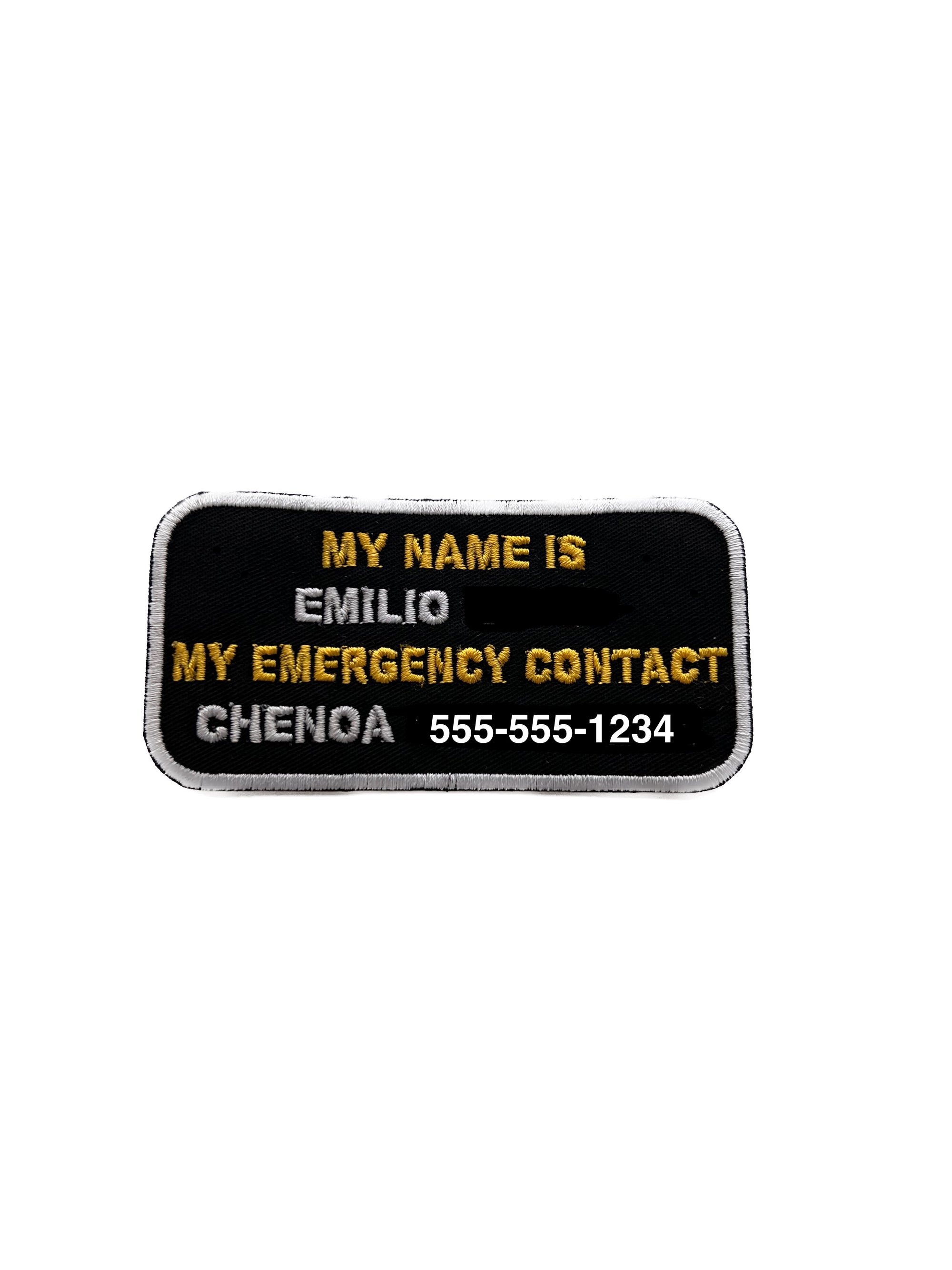 Iron on Emergency Contact Patch